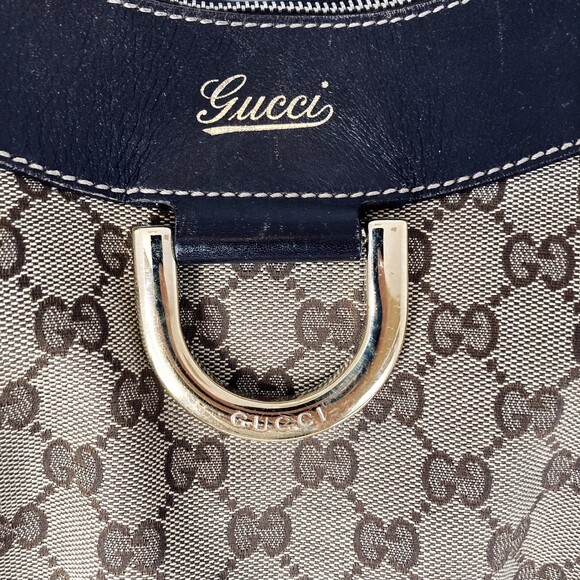 Authentic GUCCI Medium GG Monogram Tan Canvas Sukey Tote Handbag Purse - Picture 7 of 16